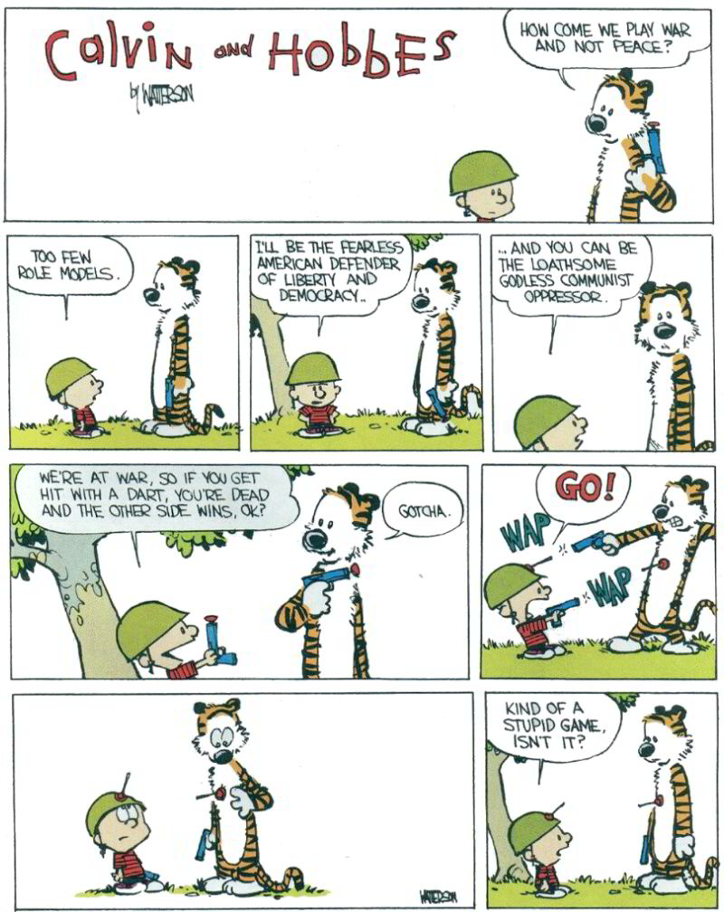 A Calvin and Hobbes comic strip.