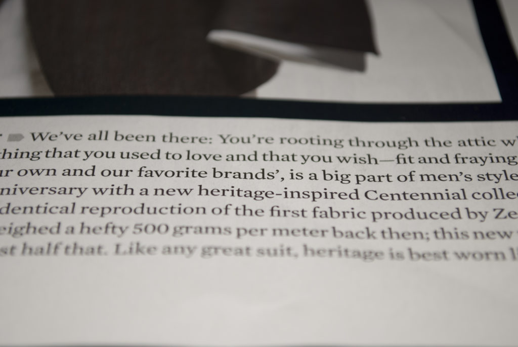 A section of text from a magazine focused on "brands'," to highlight the use of a plural possessive followed by a comma.